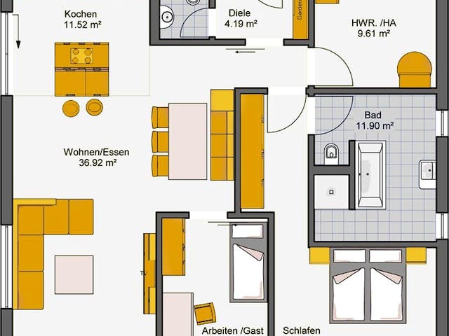 Fertighaus Finess 105 von Büdenbender Hausbau, Bungalow Grundriss 1