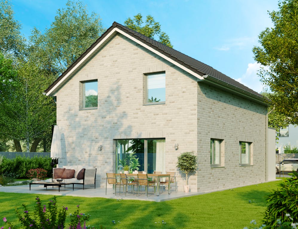 Massivhaus Gent von HELMA MASSIVHAUS Schlüsselfertig ab 325400€, Satteldach-Klassiker Außenansicht 2