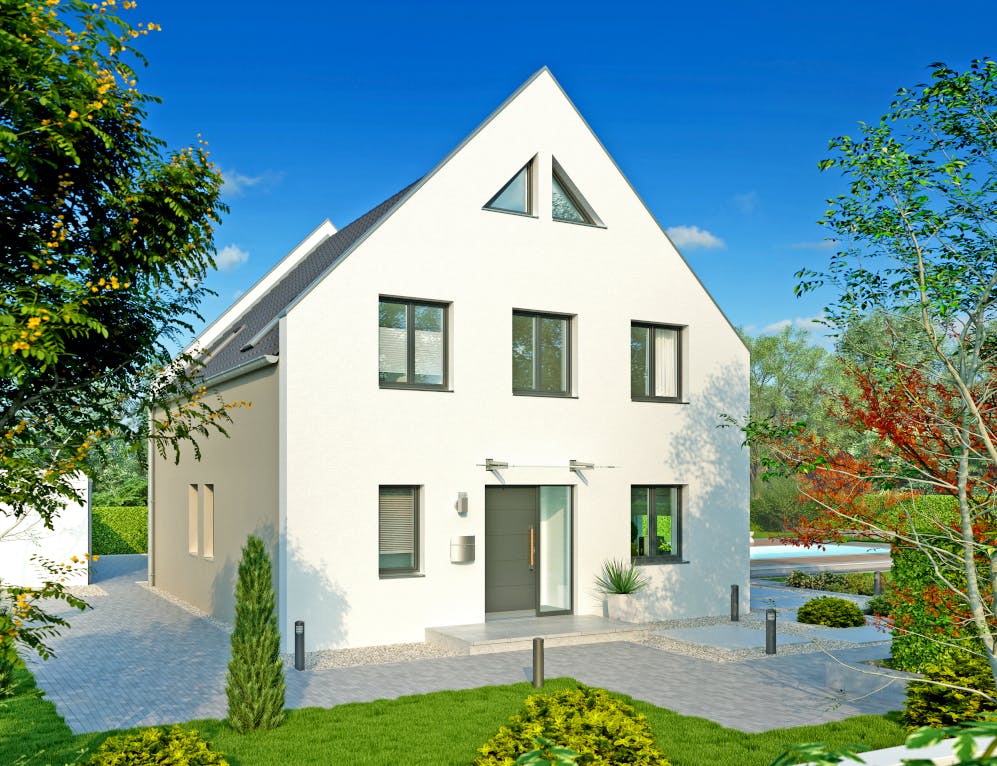 Massivhaus Schwerin von HELMA MASSIVHAUS Schlüsselfertig ab 359350€, Satteldach-Klassiker Außenansicht 1