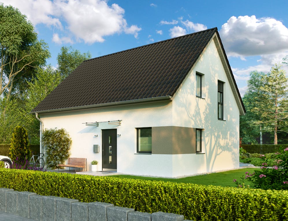 Massivhaus Stendal von HELMA MASSIVHAUS Schlüsselfertig ab 296200€, Satteldach-Klassiker Außenansicht 1