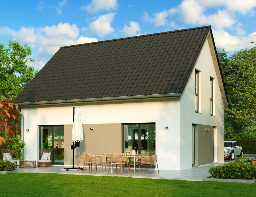 Massivhaus Stendal von HELMA MASSIVHAUS Schlüsselfertig ab 296200€, Satteldach-Klassiker Außenansicht 2