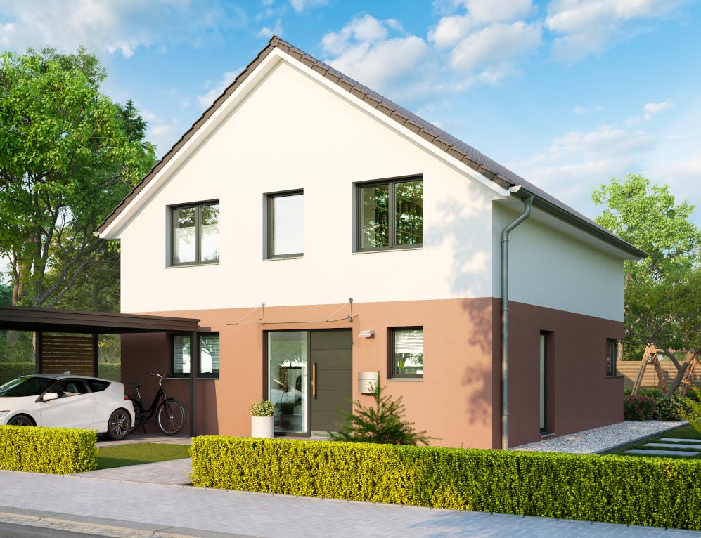 Massivhaus Trier von HELMA MASSIVHAUS Schlüsselfertig ab 342650€, Satteldach-Klassiker Außenansicht 1