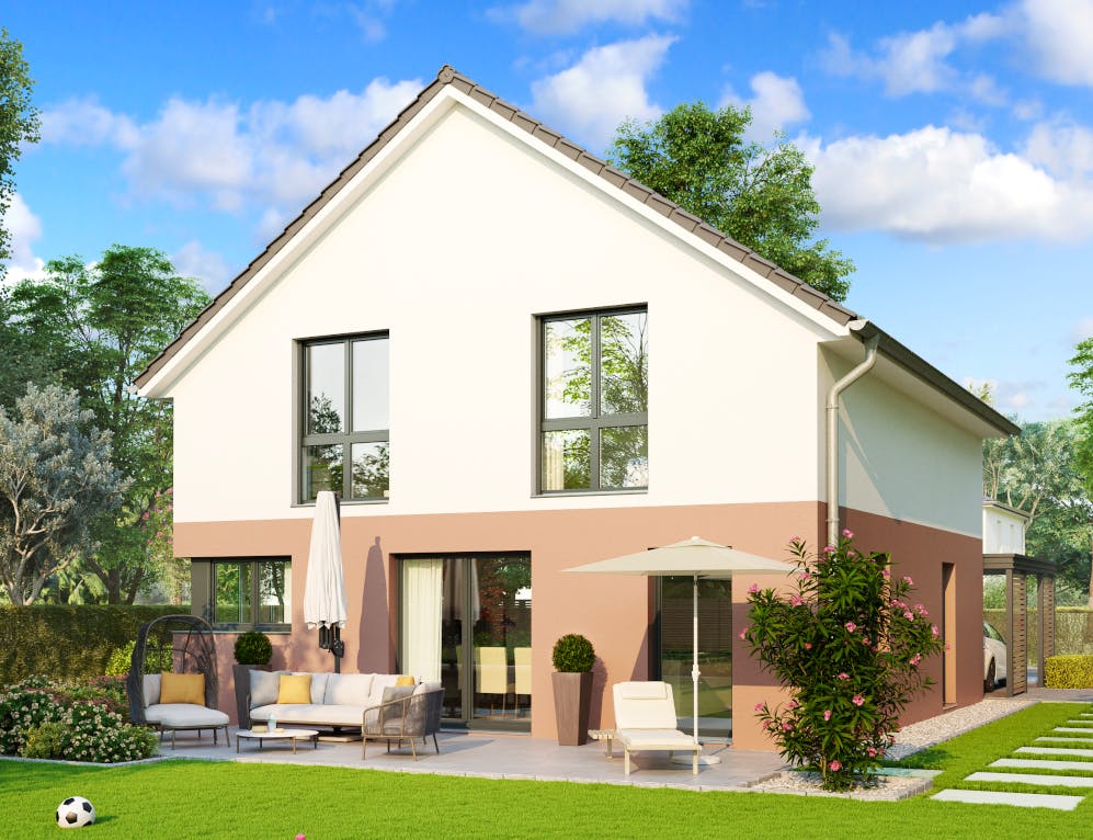 Massivhaus Trier von HELMA MASSIVHAUS Schlüsselfertig ab 342650€, Satteldach-Klassiker Außenansicht 2