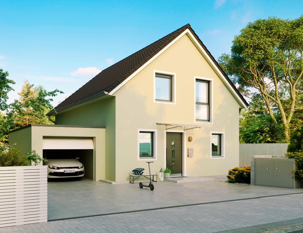Massivhaus Wismar von HELMA MASSIVHAUS Schlüsselfertig ab 301200€, Satteldach-Klassiker Außenansicht 1