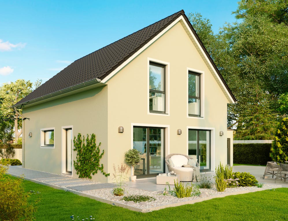 Massivhaus Wismar von HELMA MASSIVHAUS Schlüsselfertig ab 301200€, Satteldach-Klassiker Außenansicht 2