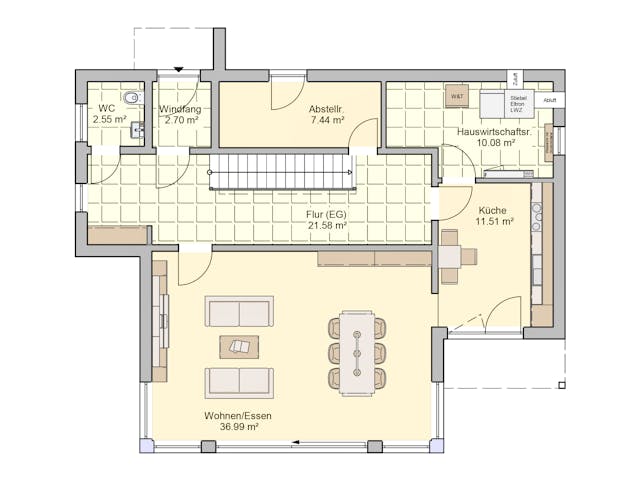 Fertighaus Linea von Fingerhut Haus Schlüsselfertig ab 531052€, Cubushaus Grundriss 1