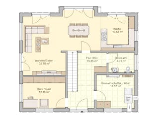 Fertighaus Rido von Fingerhut Haus Schlüsselfertig ab 489570€, Satteldach-Klassiker Grundriss 1