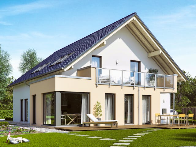 Fertighaus SOLUTION 230 V2 von Living Fertighaus Schlüsselfertig ab 632413€, Satteldach-Klassiker Außenansicht 1