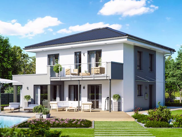 Fertighaus SUNSHINE 143 V6 von Living Fertighaus Schlüsselfertig ab 414438€, Stadtvilla Außenansicht 1