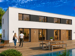 Massivhaus Dppelhaus mit zwei mal 113 m² von Mein Haus Bausysteme, Stadtvilla Außenansicht 6