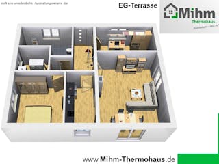 Massivhaus Bungalow90WD von Mihm Thermobau, Bungalow Innenansicht 2