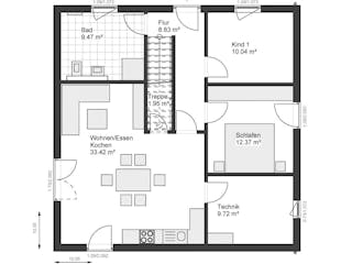 Fertighaus White&Black Bungalow 115 von WHITE&BLACK Fertighäuser Ausbauhaus ab 173723€, Bungalow Grundriss 2