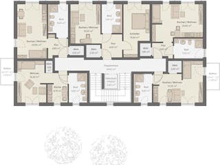 Massivhaus Haus Ahrensfelde (6 WE) von ROTH MASSIVHAUS Schlüsselfertig ab 1207000€, Satteldach-Klassiker Grundriss 2