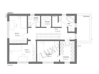 Fertighaus Pultdach Klassik 166 von LUXHAUS, Pultdachhaus Grundriss 2
