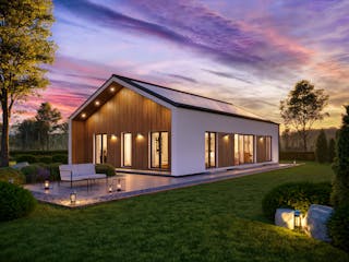 Fertighaus White&Black Bungalow 105 von WHITE&BLACK Fertighäuser Ausbauhaus ab 164253€, Bungalow Außenansicht 1