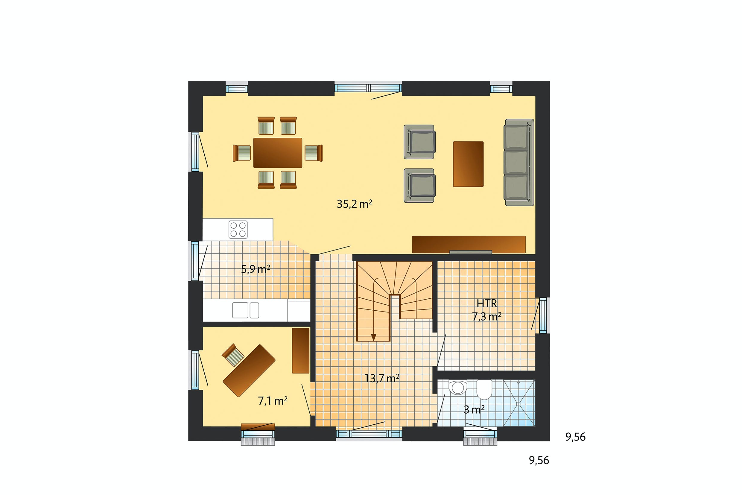 Fertighaus Adelby von Danhaus Deutschland Schlüsselfertig ab 429974€, Satteldach-Klassiker Grundriss 1
