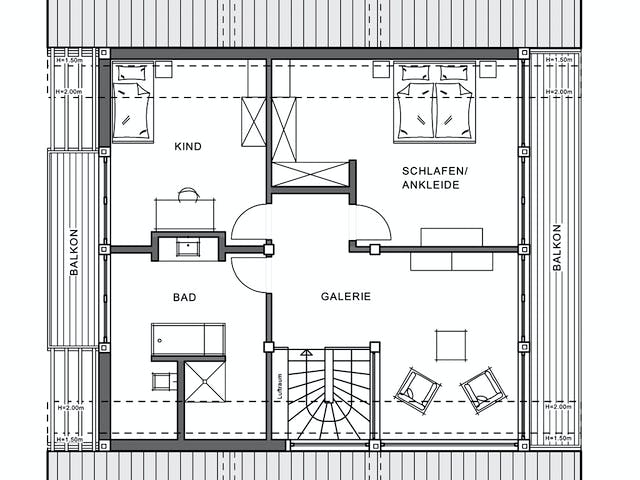 Fertighaus Ästhetik - Mannheim von Meisterstück-HAUS, Fachwerk Grundriss 1