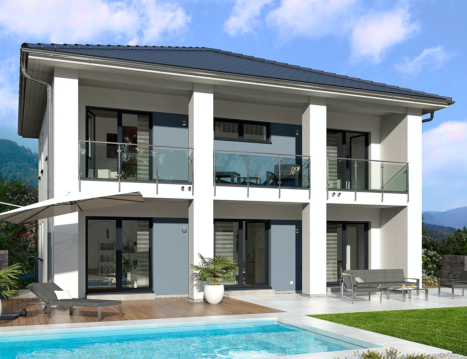 Fertighaus City Villa 5 von allkauf haus, Stadtvilla Außenansicht 1