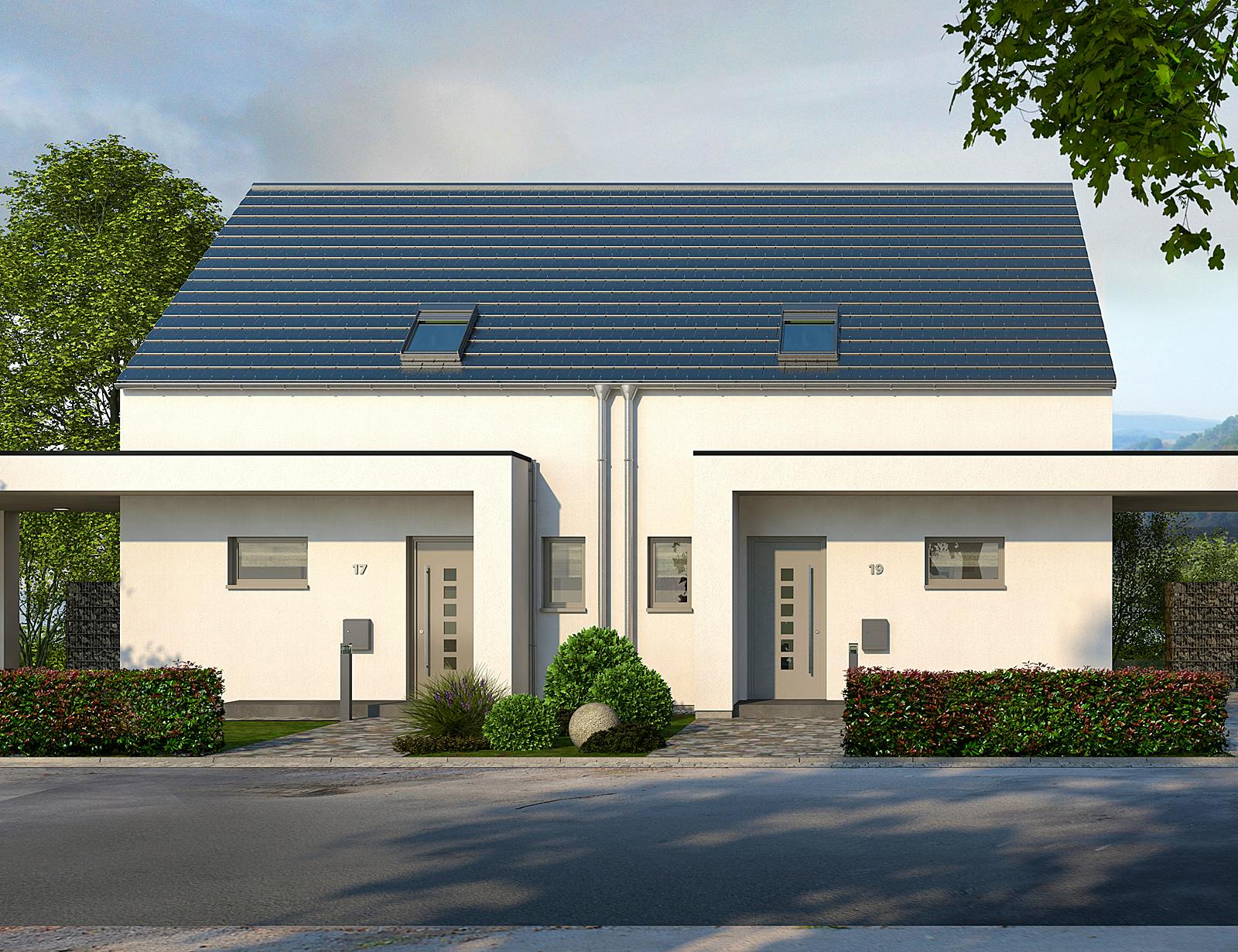 Fertighaus Double 10 von allkauf haus, Satteldach-Klassiker Außenansicht 1