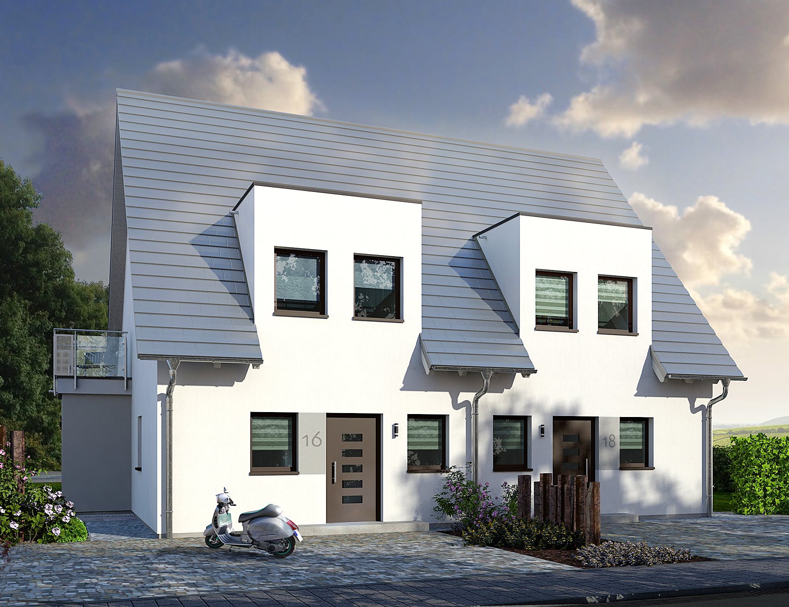 Fertighaus Double 1 von allkauf haus, Satteldach-Klassiker Außenansicht 2