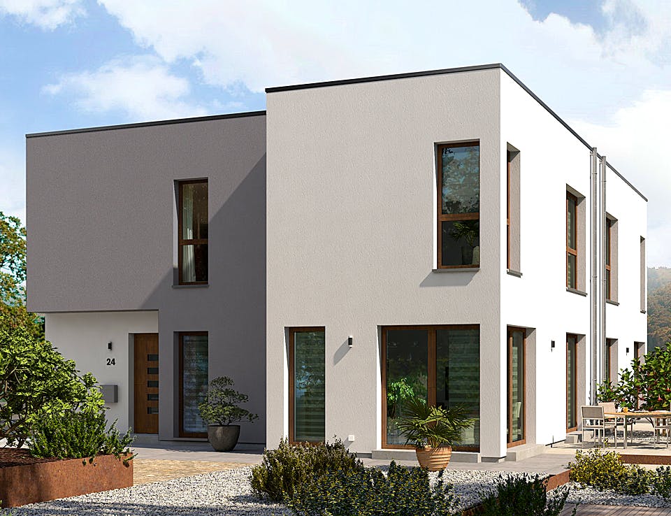 Fertighaus Double 8 von allkauf haus, Cubushaus Außenansicht 1