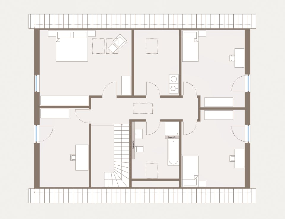 Fertighaus Generation 5 von allkauf haus, Satteldach-Klassiker Grundriss 2