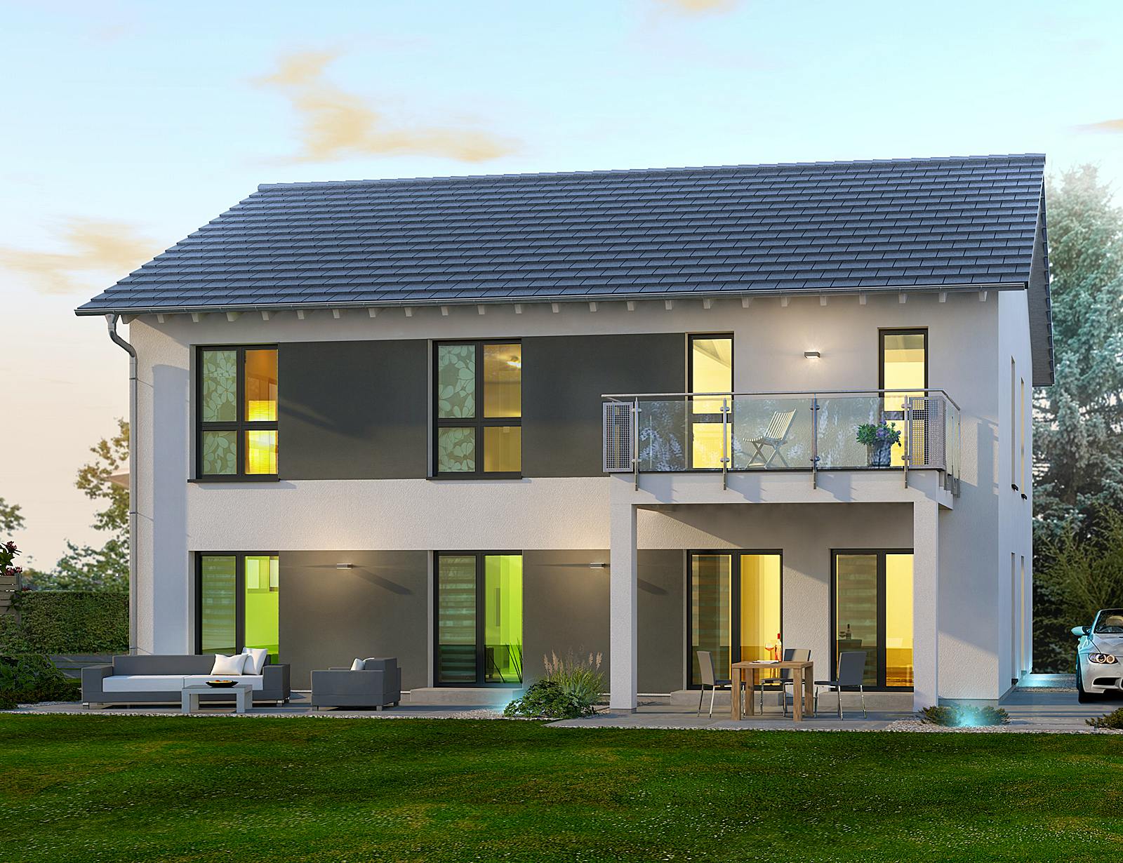 Fertighaus Generation 5 V2 von allkauf haus, Satteldach-Klassiker Außenansicht 2