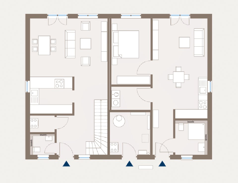 Fertighaus Generation 5 V2 von allkauf haus, Satteldach-Klassiker Grundriss 1