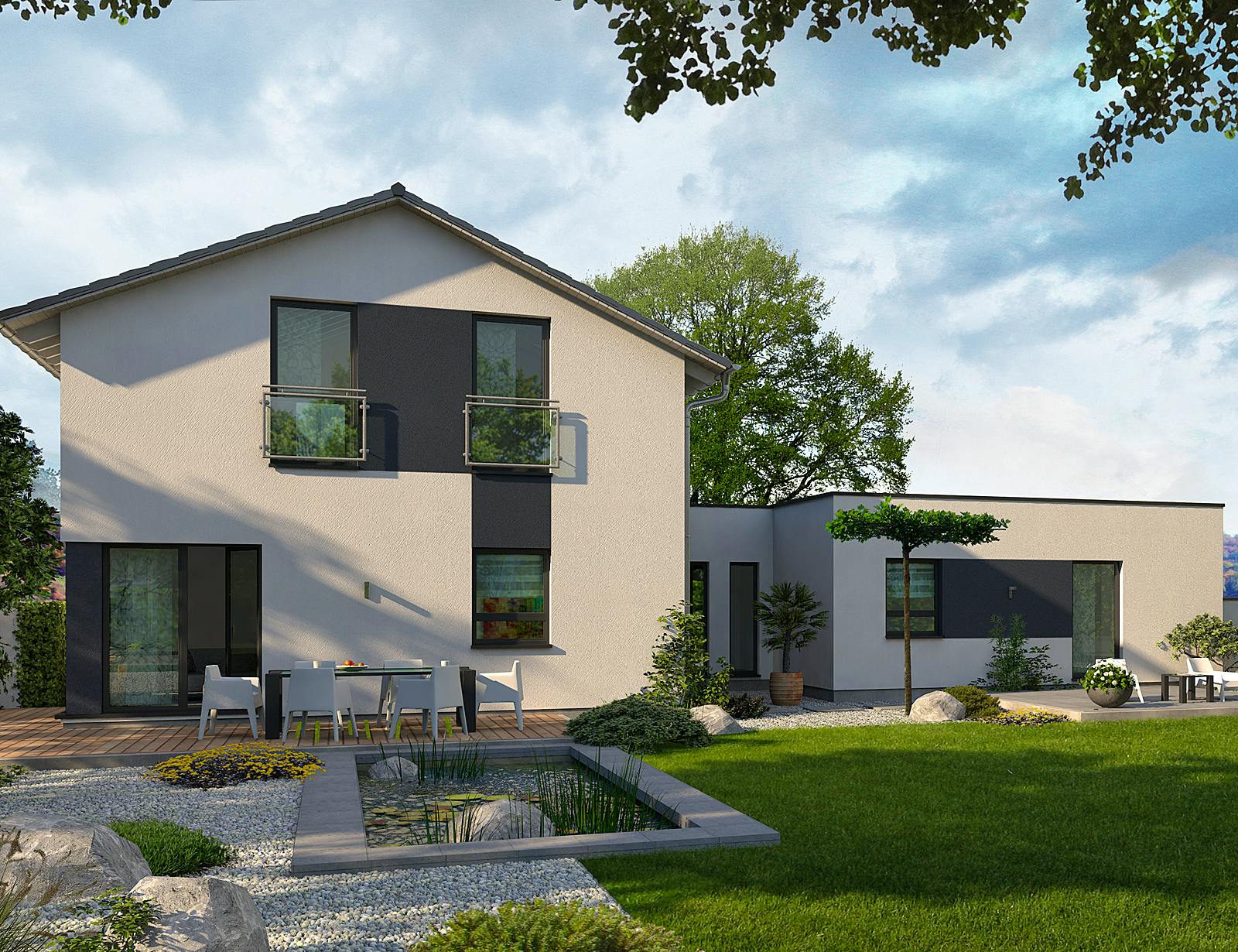 Fertighaus Generation 8 von allkauf haus, Satteldach-Klassiker Außenansicht 1