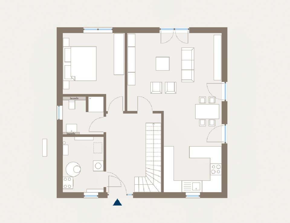 Fertighaus Home 11 von allkauf haus, Satteldach-Klassiker Grundriss 1