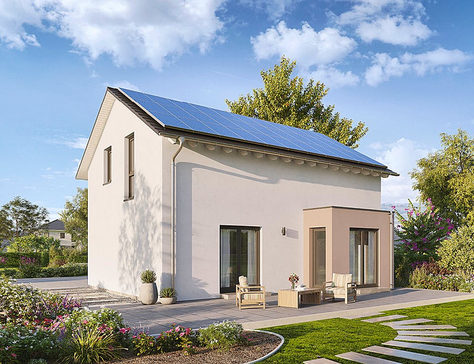 Fertighaus Home 6 von allkauf haus, Satteldach-Klassiker Außenansicht 2