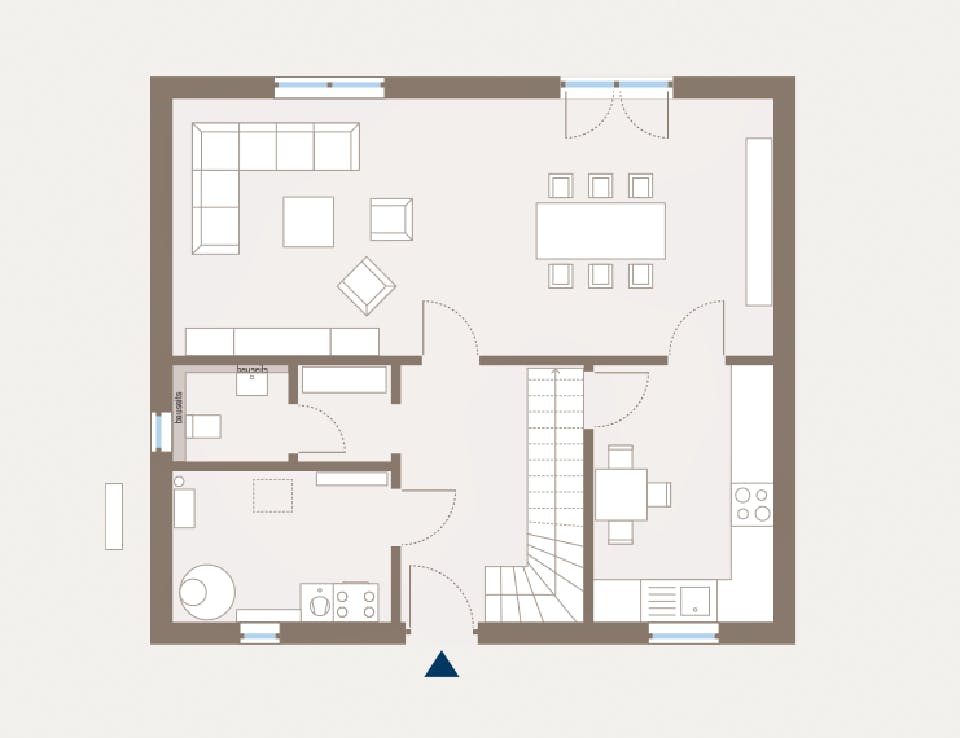 Fertighaus Home 6 von allkauf haus, Satteldach-Klassiker Grundriss 1