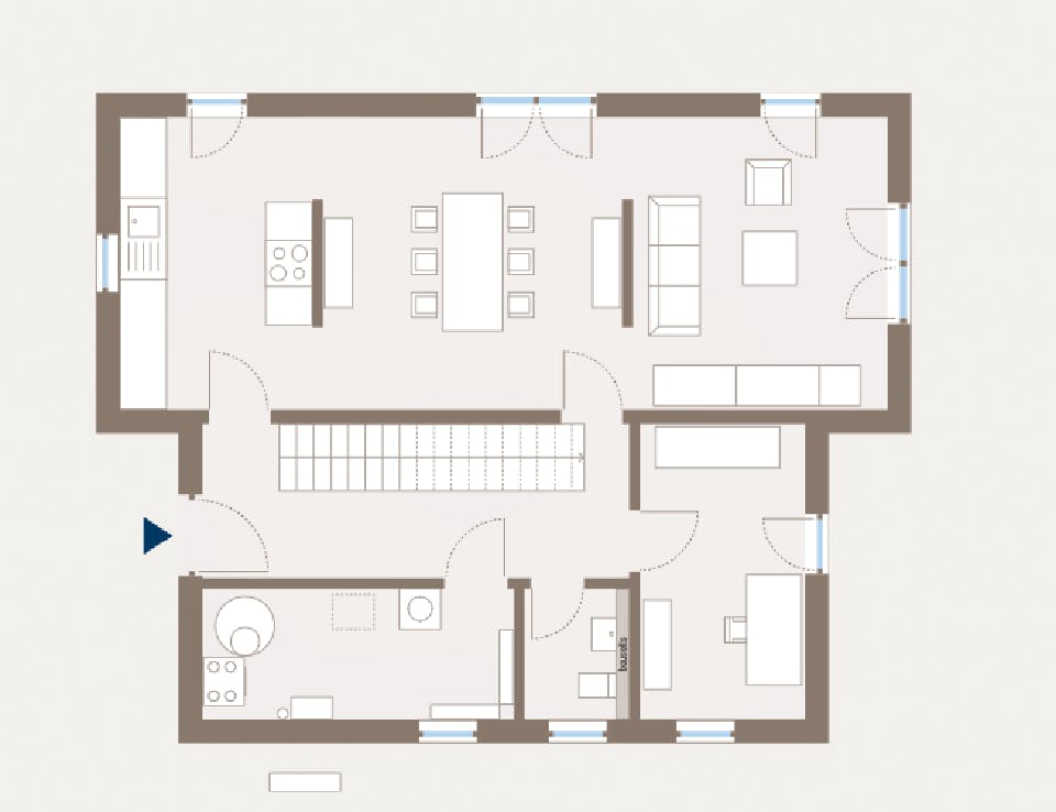 Fertighaus Trendline S4 von allkauf haus, Pultdachhaus Grundriss 1