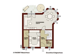 Massivhaus Alpenland 132 von FAVORIT Massivhaus Schlüsselfertig ab 325030€, Satteldach-Klassiker Grundriss 1