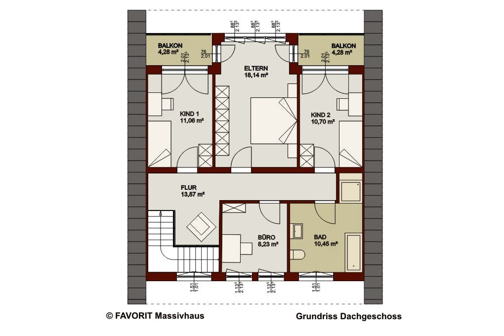 Massivhaus Alpenland 160 von FAVORIT Massivhaus Schlüsselfertig ab 384500€, Satteldach-Klassiker Grundriss 2