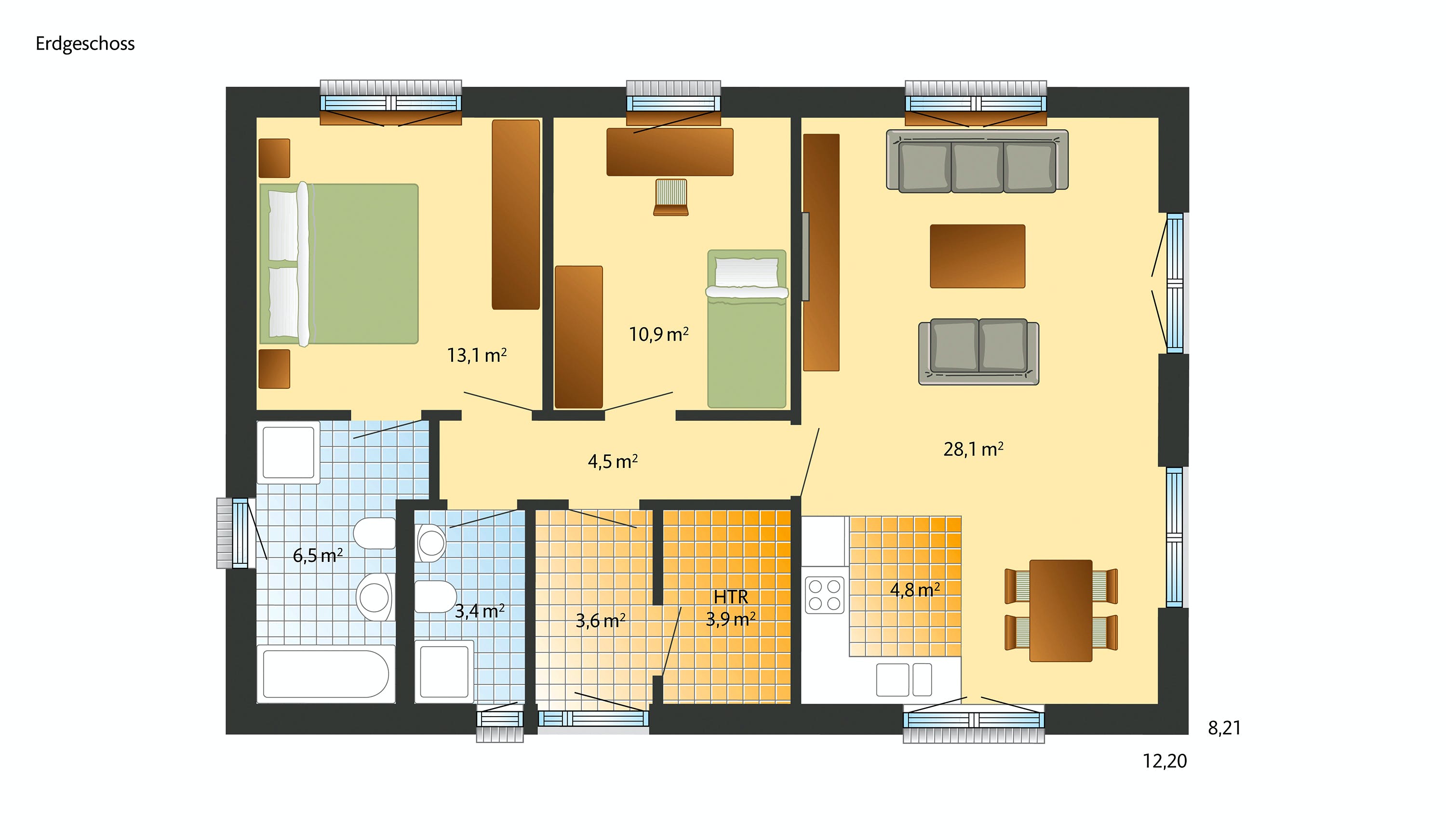 Fertighaus Alsen von Danhaus Deutschland Schlüsselfertig ab 259773€, Bungalow Grundriss 1