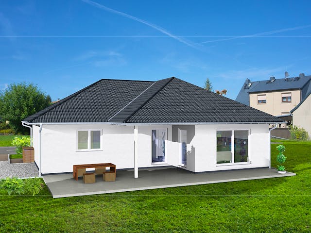 Massivhaus Bungalow 107 W von AMB Massivhaus, Bungalow Außenansicht 1