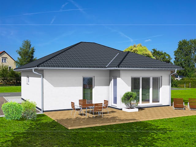 Massivhaus Bungalow 95 von AMB Massivhaus, Bungalow Außenansicht 1