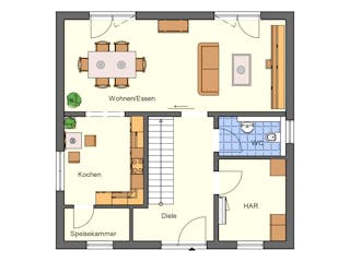 Massivhaus Villa 125 von AMB Massivhaus, Stadtvilla Grundriss 1