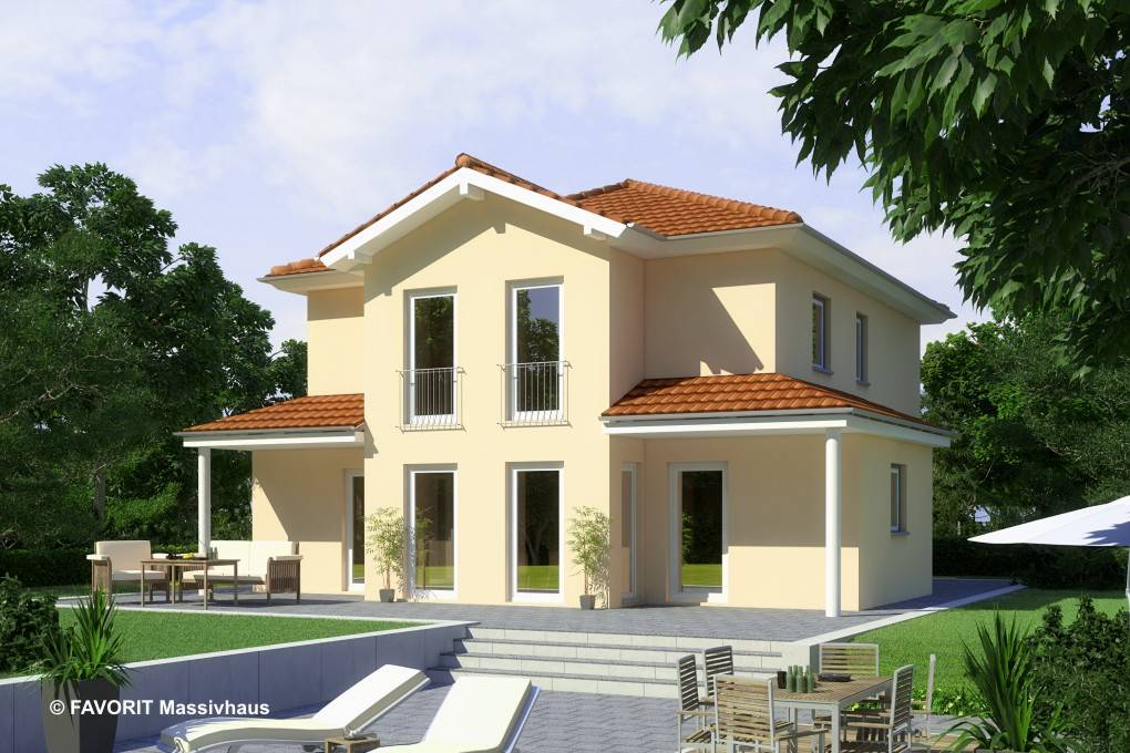 Massivhaus Ambiente 135 von FAVORIT Massivhaus Schlüsselfertig ab 370470€, Stadtvilla Außenansicht 1