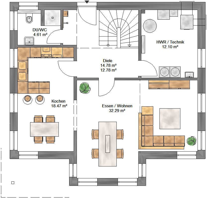 Fertighaus Ambiente 156 von Suckfüll Energiesparhaus Schlüsselfertig ab 382300€, Satteldach-Klassiker Grundriss 1