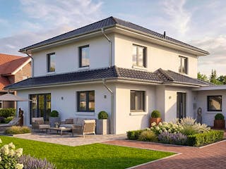 Massivhaus Pagode 124 von AMR-Wohnbau Schlüsselfertig ab 360000€, Stadtvilla Außenansicht 2