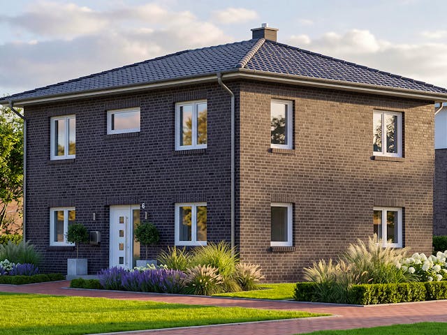 Massivhaus Stadtvilla 101 von AMR-Wohnbau Schlüsselfertig ab 297000€, Stadtvilla Außenansicht 1
