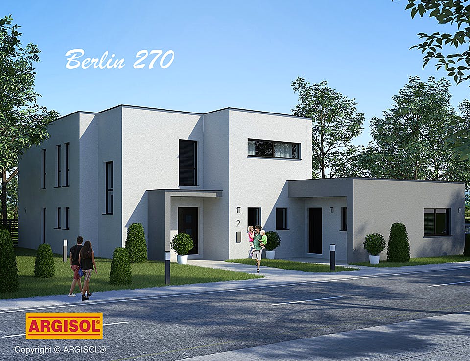 Massivhaus Berlin von ARGISOL-Bausysteme Bausatzhaus ab 74440€, Cubushaus Außenansicht 1