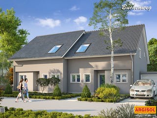 Massivhaus Buchenweg II von ARGISOL-Bausysteme Bausatzhaus ab 39000€, Satteldach-Klassiker Außenansicht 1
