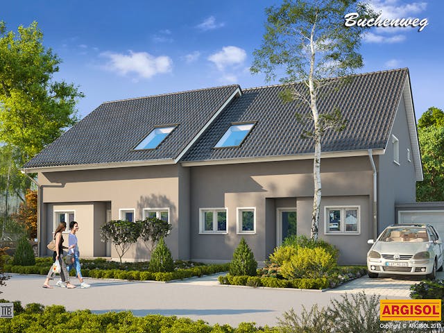 Massivhaus Buchenweg II von ARGISOL-Bausysteme Bausatzhaus ab 39000€, Satteldach-Klassiker Außenansicht 1