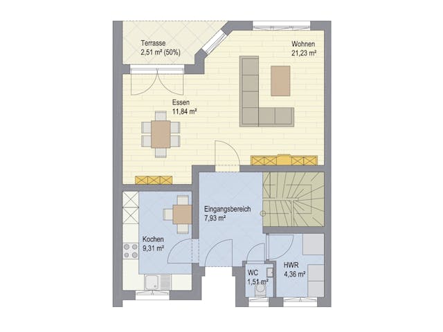Massivhaus Buchenweg II von ARGISOL-Bausysteme Bausatzhaus ab 39000€, Satteldach-Klassiker Grundriss 1