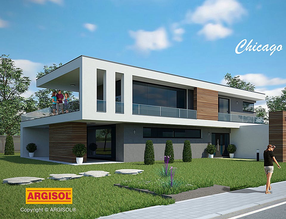 Massivhaus Chicago von ARGISOL-Bausysteme Bausatzhaus ab 89710€, Cubushaus Außenansicht 1