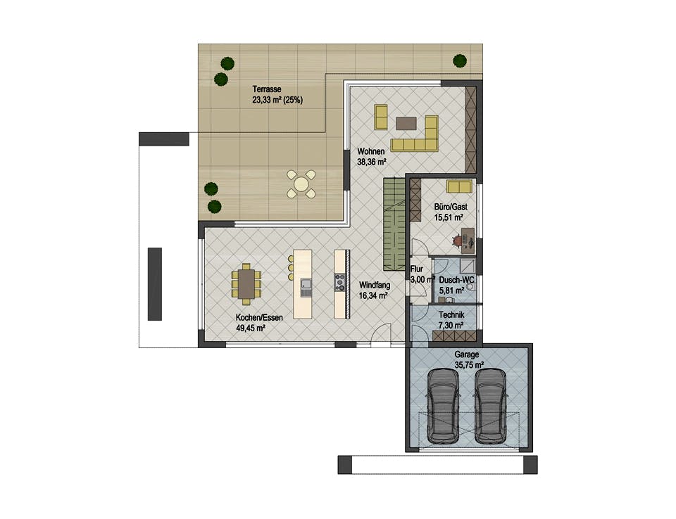 Massivhaus Chicago von ARGISOL-Bausysteme Bausatzhaus ab 89710€, Cubushaus Grundriss 1