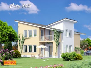 Massivhaus City von ARGISOL-Bausysteme Bausatzhaus ab 44690€, Pultdachhaus Außenansicht 1
